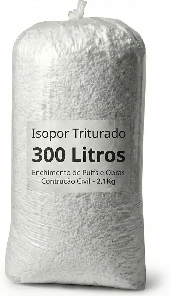 Saco Isopor Triturado 300Lts Para Enchimento De Puffs e Concreto Leve Obras Contrução Civil, Poliestireno Expandido EPS Branco, Flocos Isopor.