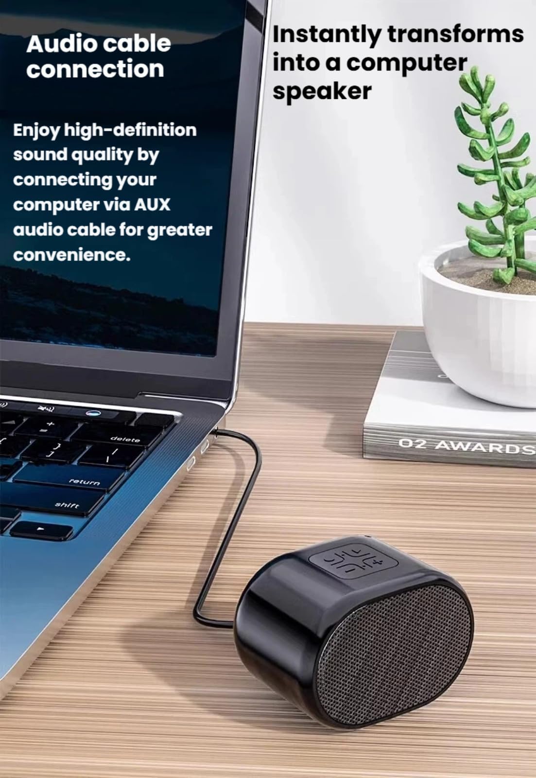 Mini haut-parleur Bluetooth portable avec batterie 1200 mAh, 12 heures d'autonomie, Bluetooth 5.0, base en silicone antidérapante pour les voyages et l'utilisation quotidienne