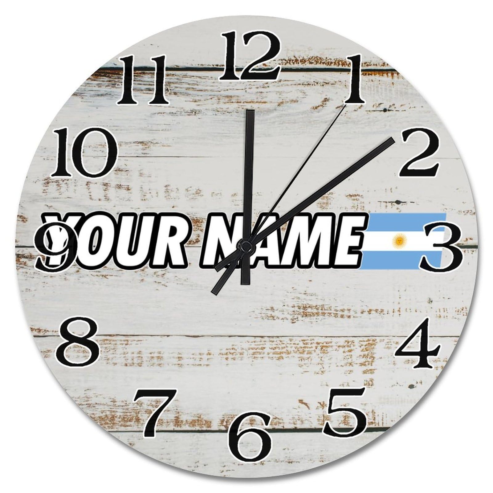 Horloge murale de ferme pour cuisine avec drapeau Argentine rétro