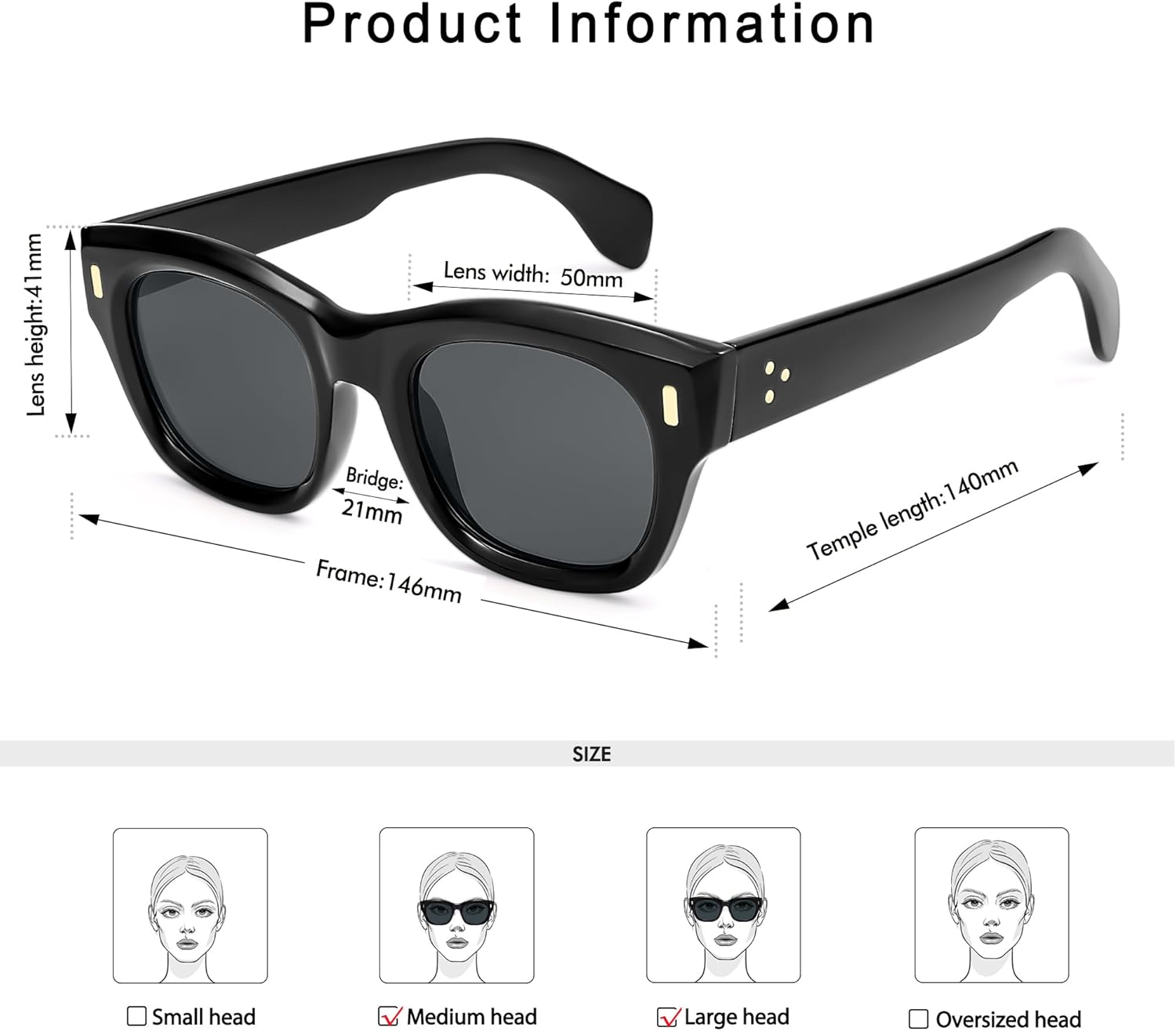 Classic Retro Polarized Sunglasses Womens Mens Vintage Square Thick Frame Sunnies AP3711 - Image 4