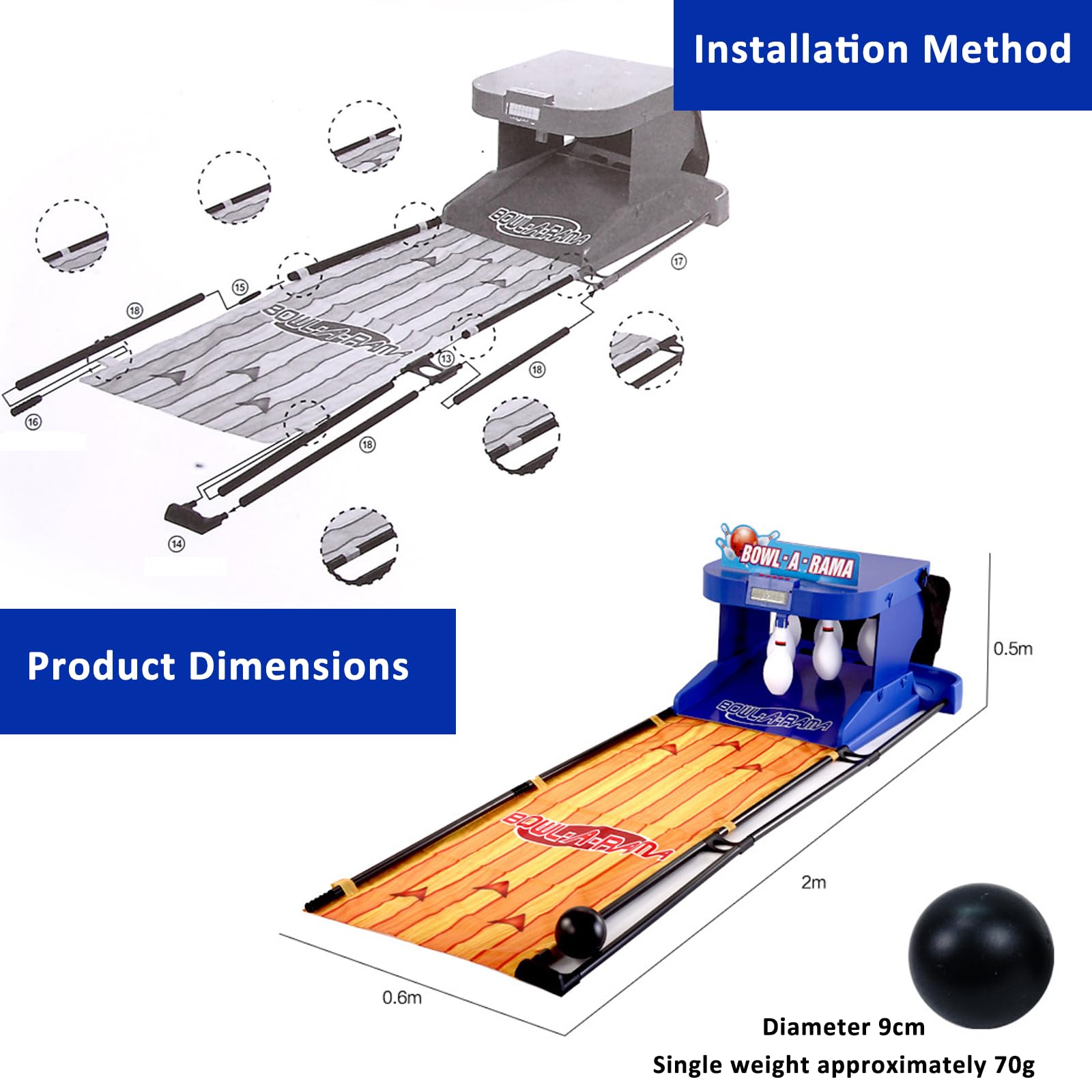 Bowling Elettrico per Bambini, Tabellone Segnapunti A LED E Set da Bowling Elettronico con Reset Automatico per La Casa di Ritrovo 2/3.5m 3.5m