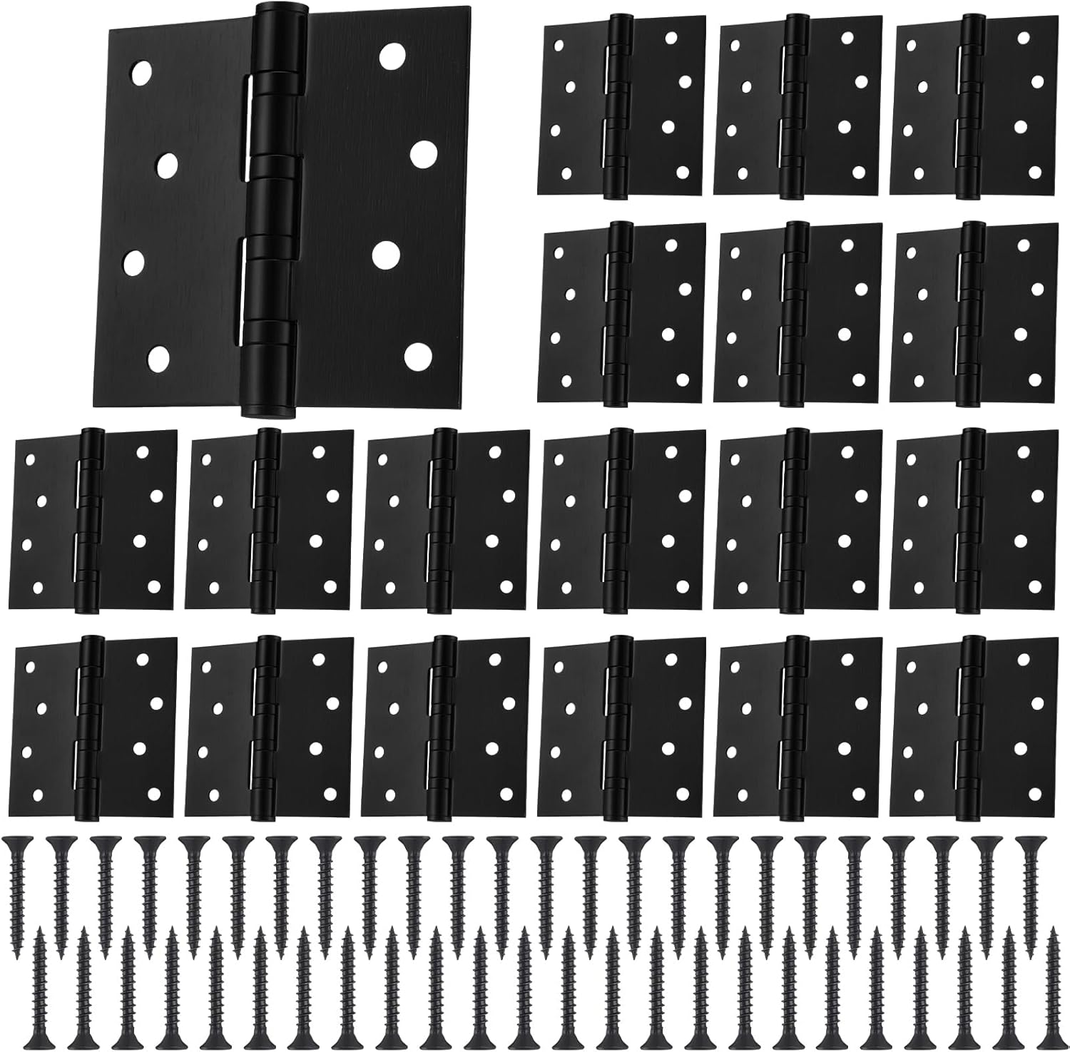 18 Pcs 4'' Ball Bearing Door Hinges Stainless Steel Heavy Duty Hinges 4 x 4 Inch Exterior Door Hinge (Square Corners,Black)