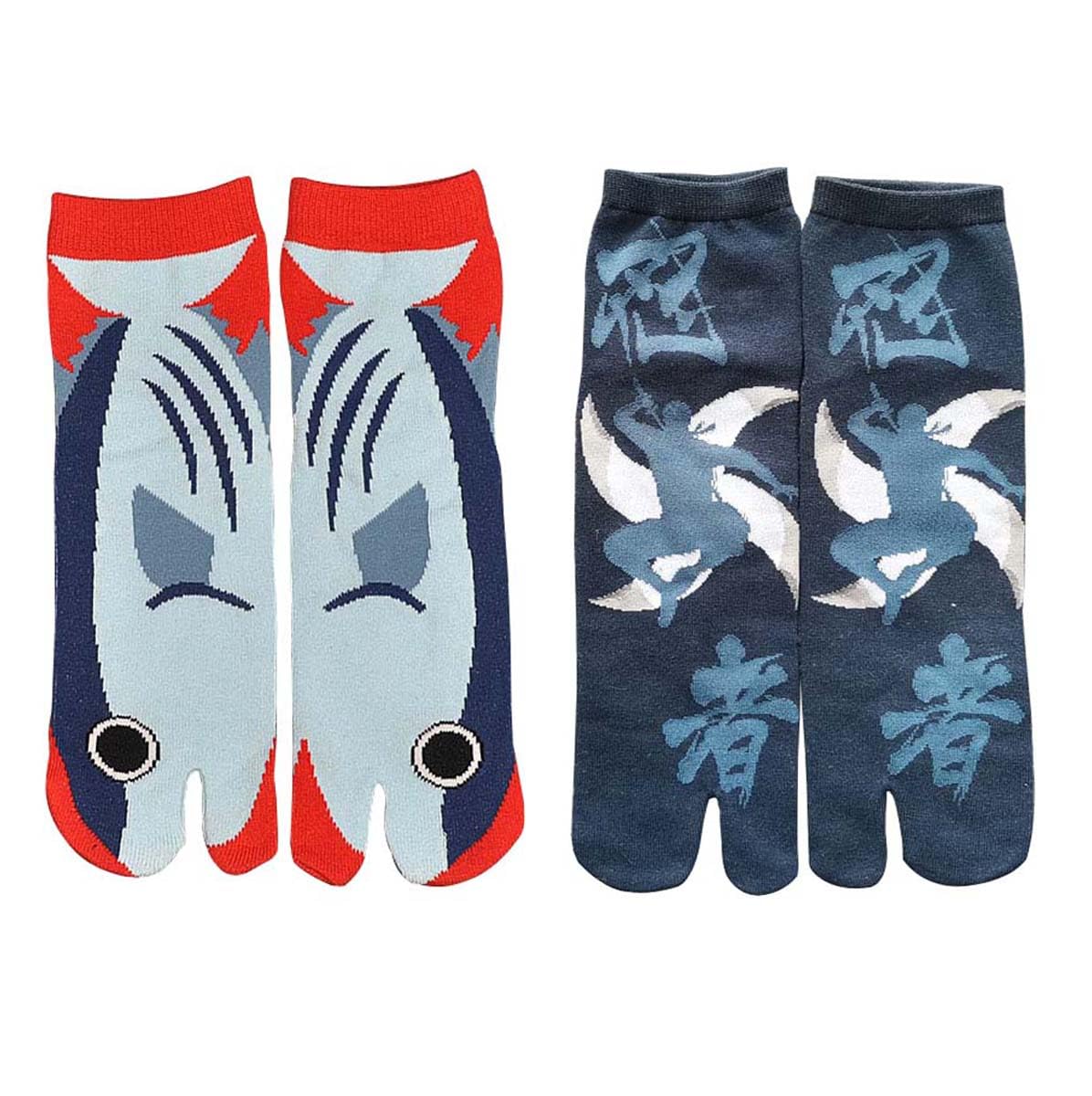 Fendawn Strive2 Pairs Japanese Style Two-toe Flip Flop Socks for Unisex Adults - Cotton Cosplay Finger Socks With Random Pattern