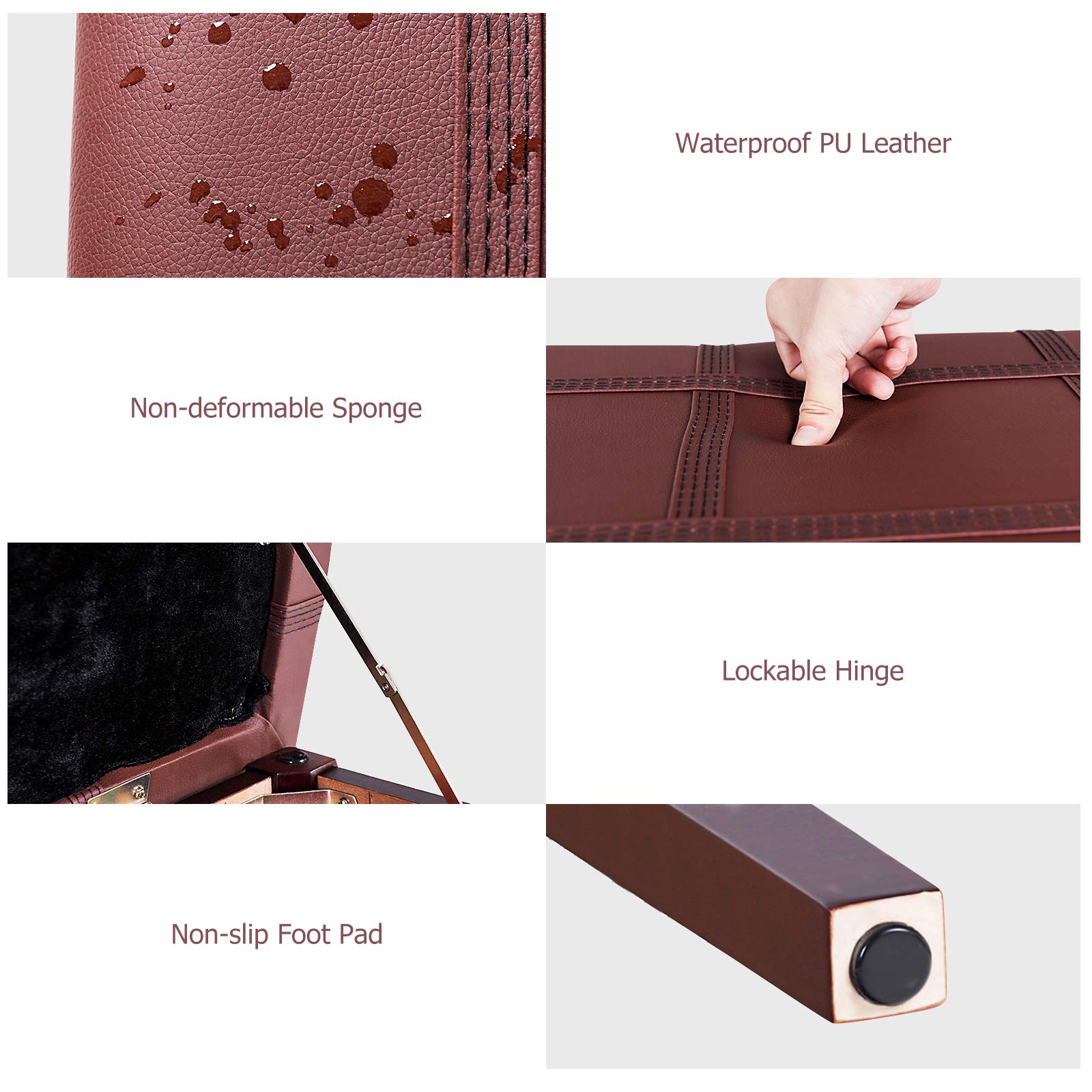 Klavierbank, Massivholz-Tastaturbank mit Ablagefach, exquisites Bein und dickem Kissen, klassischer, eleganter Klavierhocker, Duettsitz für Zuhause, 35,6 cm D x 74,1 cm B x 49,5 cm H (Braun,