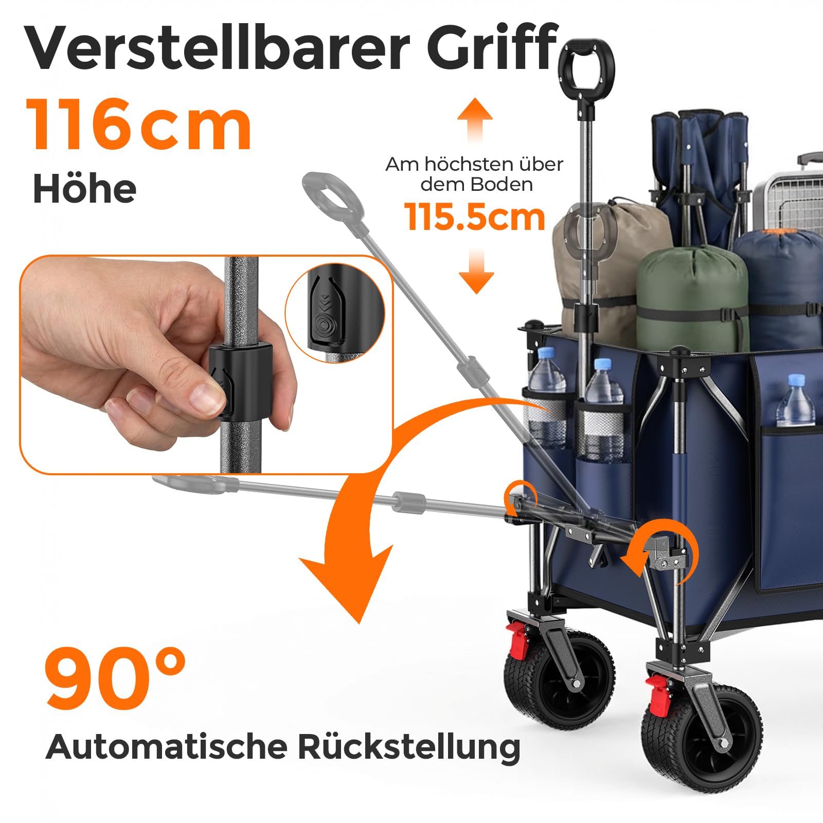 Generisch Carrello pieghevole da 300 + 120 l, blu, con portellone posteriore, per esterni
