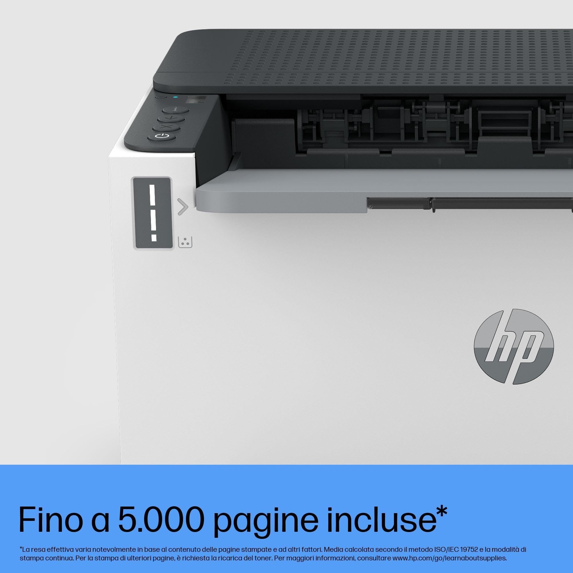 HP Laser Tank 2504dw 2R7F4A, Stampante Monocromatica a Singola Funzione con Serbatoio Toner integrato a Ricarica Rapida, Stampa F/R Automatica, 22 ppm, Fino a 5000 Pagine, Wi-Fi, USB, LCD, Bianca