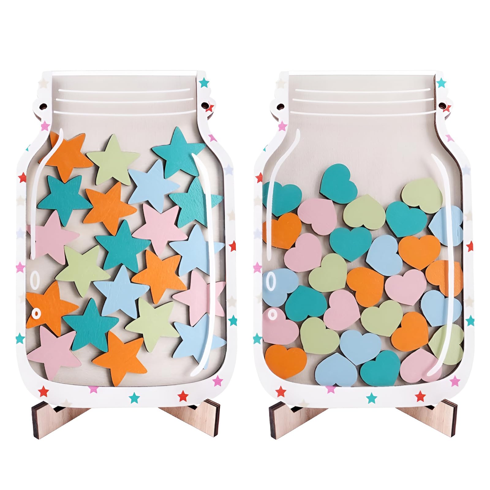 2 Pack Magnetic Reward Jar for Kids Star and Heart Incentive Jars for Classroom Toddlers Potty Training Reward