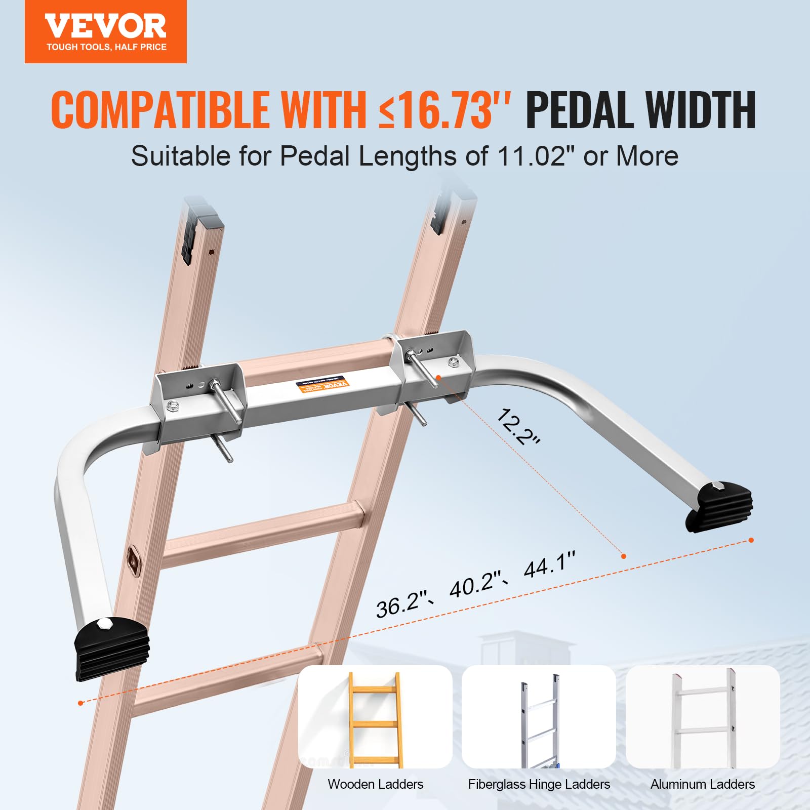 VEVOR Stabilizzatore per Scale, Portata di 150 kg Distanziatore per Scale Estensibili, Accessori per Scale a Parete/Aperte per Grondaie, Facile Usare, Ampia Adattabilità e Piedini in Gomma Antiscivolo