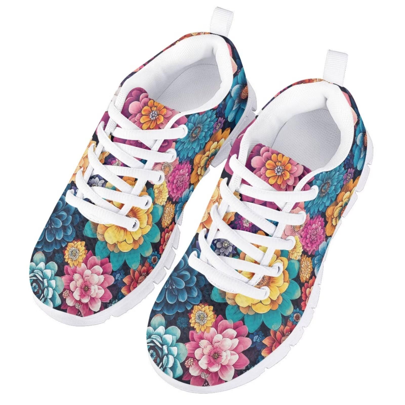 Cumagical Vibrant Floral Print Youth Casual Sports Shoes Stylish Design Non Slip Bottom Durable Outdoor Footwear