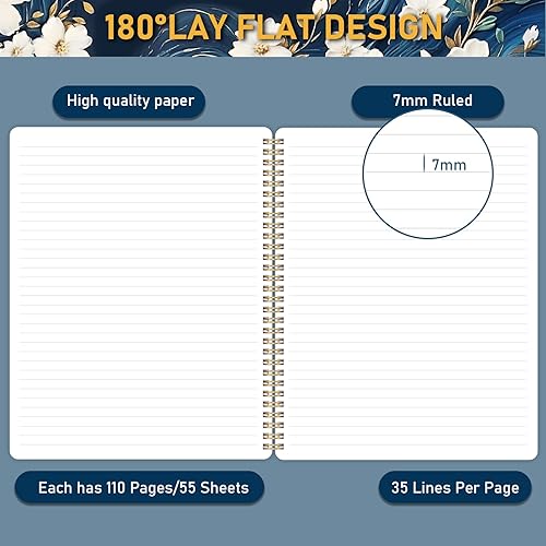 Miniatura 3 de Cuaderno de espiral  Paquete de 3 cuadernos encuadernados en espiral, tamaño A5, cuaderno de diario con papel grueso, 160 páginas por cuaderno, con