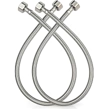Midanya Faucet Supply Lines,24" Stainless Steel Braided Water Supply Line, 1/2" FIP x 1/2" FIP Faucet Hose, Faucet Hose Connector x 2 Pcs 1 Pair