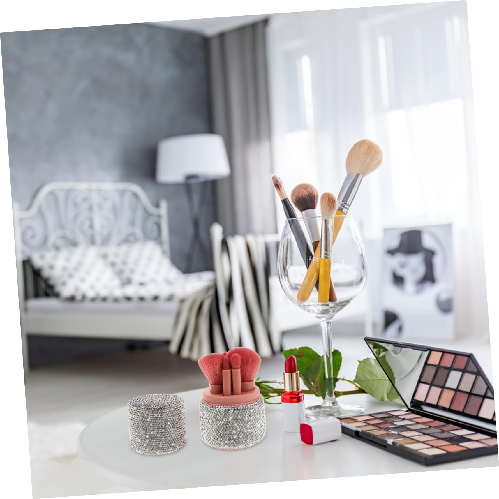 Set de Almacenamiento de Brochas de Maquillaje Portátil con Tapa, 1