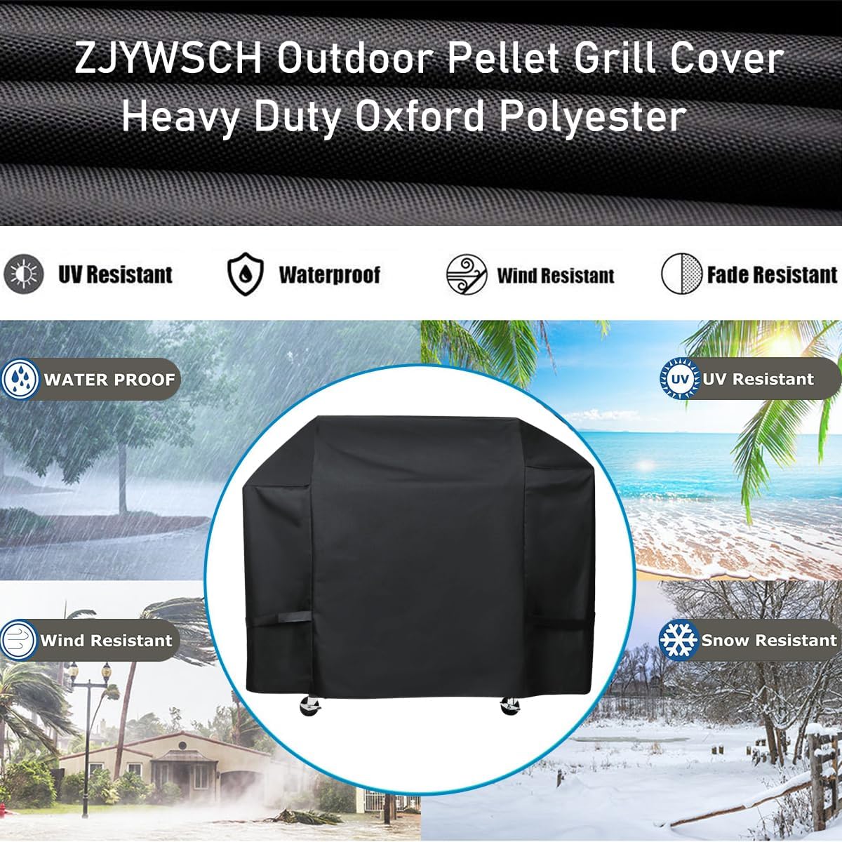 ZJYWSCH Grill Cover for Traeger Silverton 810 & Silverton XL Wood Pellet Grill Heavy Duty BAC593 Full Length Grill Cover for Traeger Silverton 810 TFS81BLF TFS81BVH Waterproof