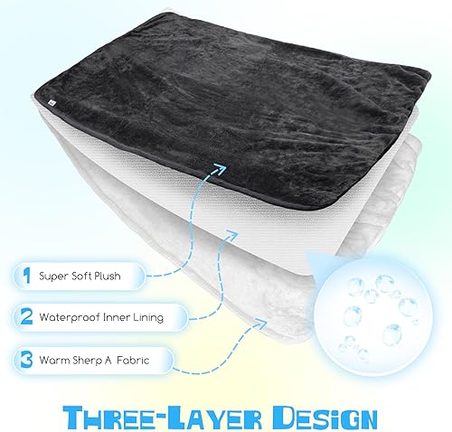 Miniatura 4 de Nobleza Manta impermeable para perro, reversible, súper suave, cálida, esponjosa, de forro polar, para sofá, a prueba de orina, manta lavable para