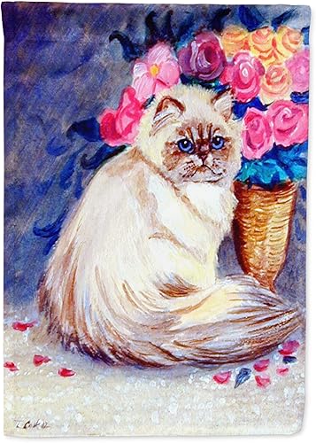Caroline's Treasures 7150GF Bandera de jardín con diseño de gato persa para buzón, bandera decorativa para patio exterior, obras de arte de patio,
