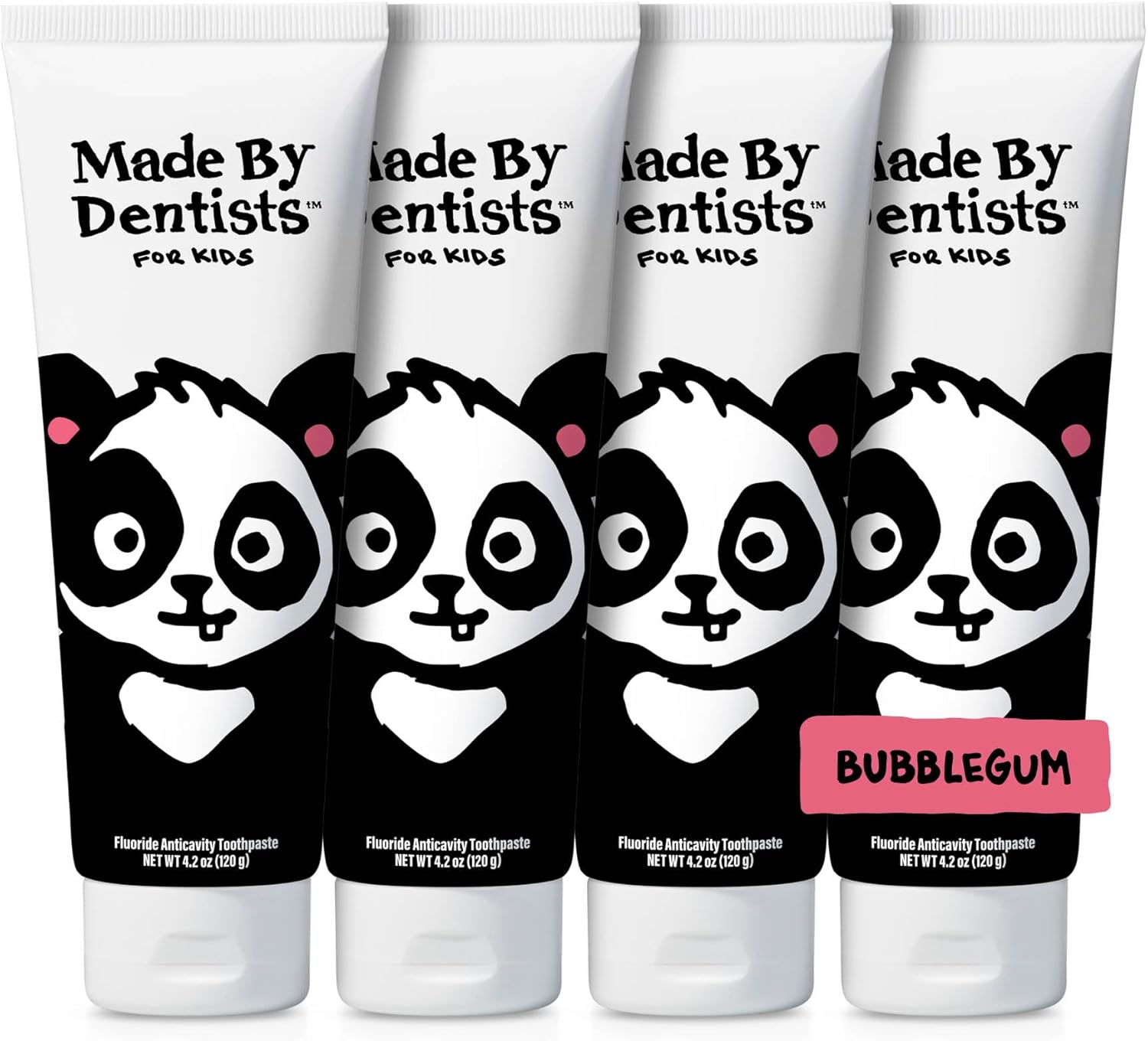 Made by Dentists Kids Fluoride Toothpaste 4-Pack - Anticavity Watermelon Children's Toothpaste, SLS-Free, Enamel Safe, Natural Flavors, Vegan & Cruelty-Free, Toddler & Kids Ages 2+, Shark