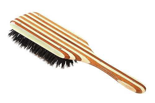 Miniatura 4 de Bass Cepillos | Cepillo para el cabello Shine & Condition | Cerdas naturales FIRM | Mango de bambú puro | Paleta grande | Acabado a rayas | Modelo