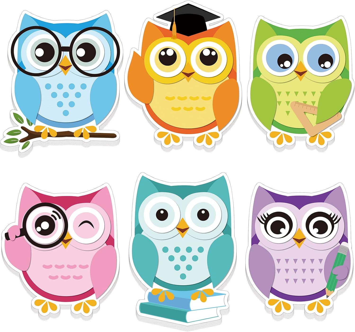 Gueevin 6 Pack Owl Sticky Notes Owl Shaped Cute Notepads Things Back to School to Do Notepad Party Favors for Teacher Office Gifts Decor Supplies, 180 Sheets in Total, 4.7 x 5.5 Inches