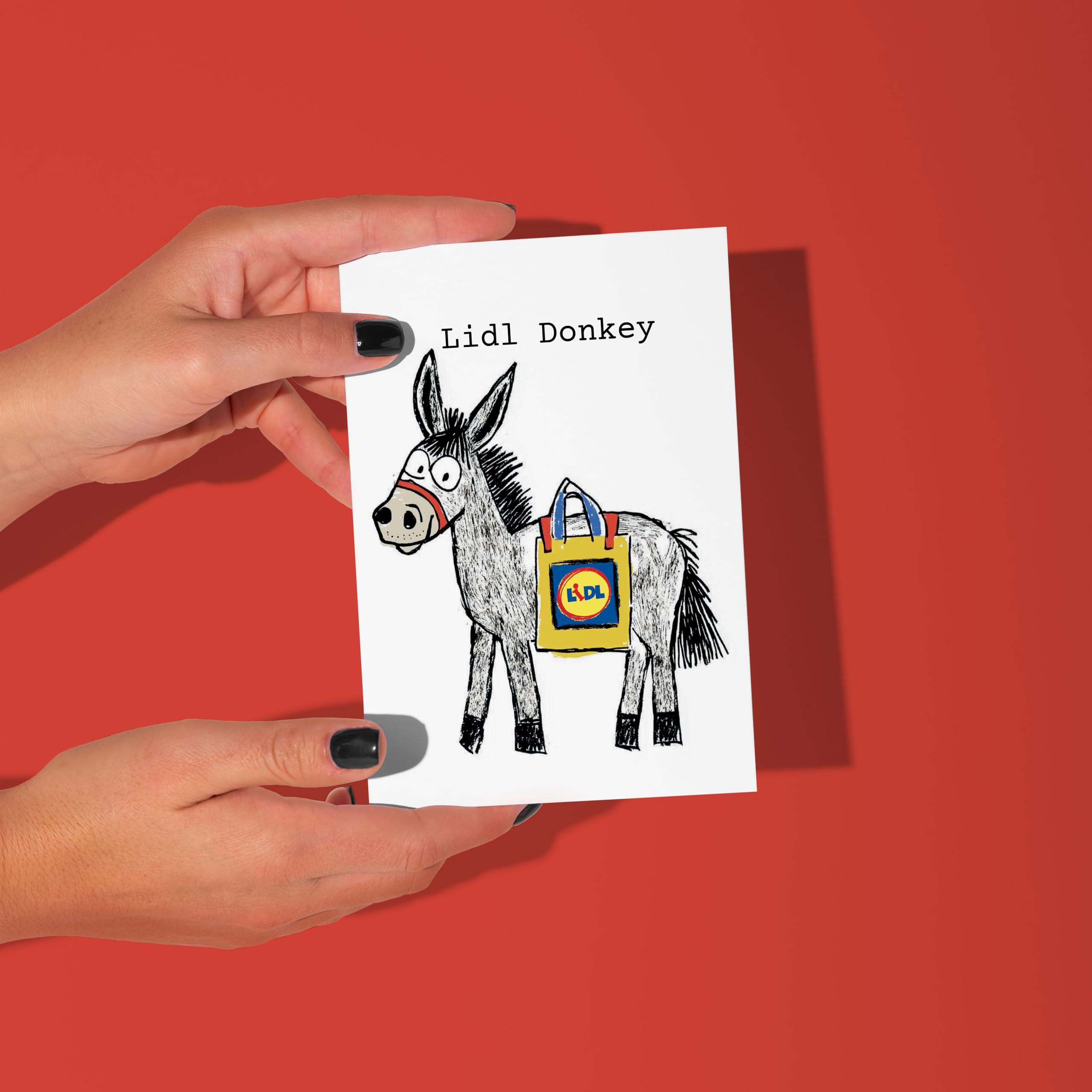 Funny Christmas Cards For Men & Women Cute Little Donkey Xmas Design Modern Luxury Pack 5, White, A5 (148mm x 210mm) - Image 4