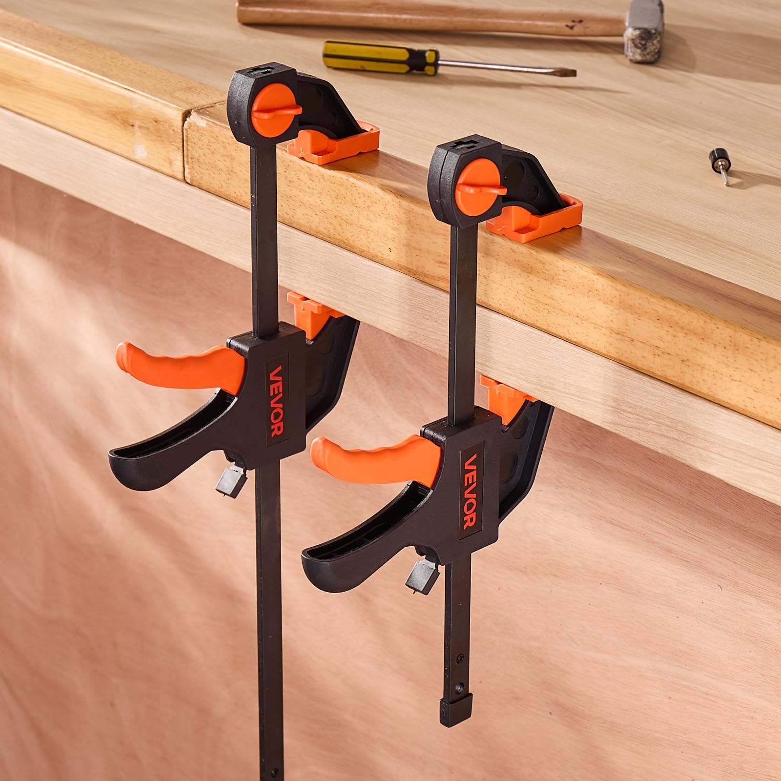 VEVOR Morsetti a Barra per Lavorazione del Legno 4 Pezzi, Apertura 15,24cm 30,48cm, Set di Morsetti Paralleli, Morsetto a F con Limite di Carico 70 kg, Profondità 70 mm, Lavorazione dei Metalli