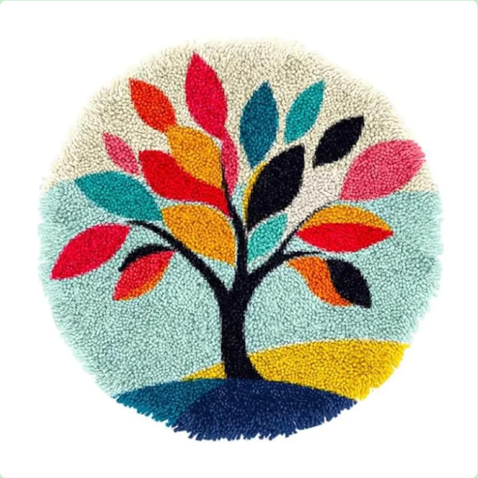 XDEGHUANGSS Colorful Tree Latch Hook Rug Kit: DIY Stamped Crochet Carpet