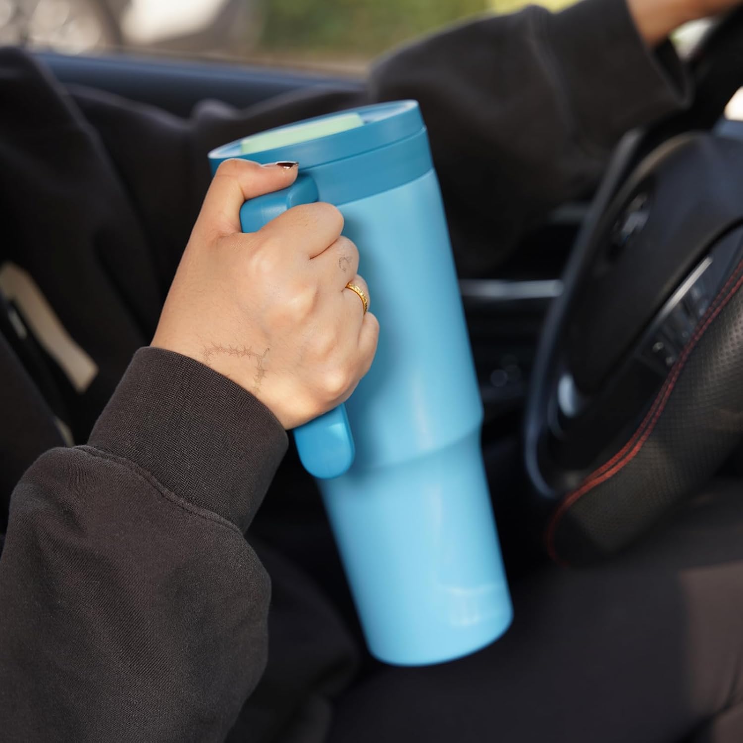 BJPKPK 40oz Tumbler With Handle And Straw Insulated Tumblers Cups With Lid Stainless Steel Travel Coffee Mug With Fruit Infuser,Lake Blue - Image 6