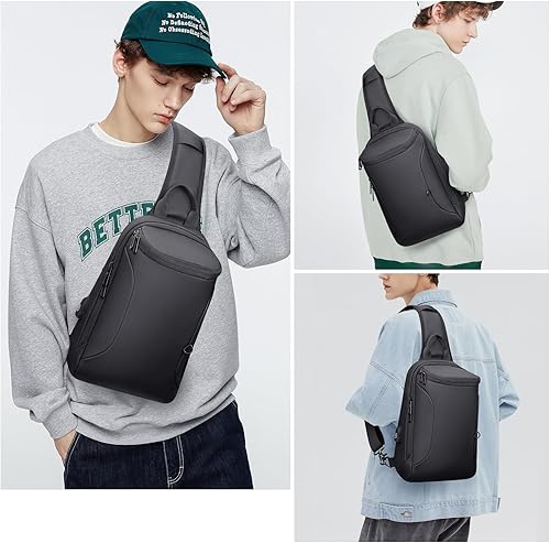 Miniatura 2 de WITZMAN Bolso bandolera para hombre con puerto de carga USB, bolsa cruzada de viaje, resistente al agua, mochila casual