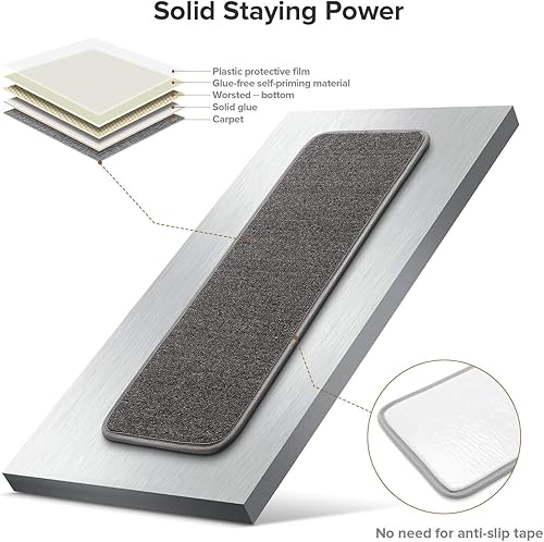 Miniatura 3 de Seloom - Alfombra antideslizante para escaleras, con base de goma antideslizante especial para escalones de madera en interiores, extraíble y