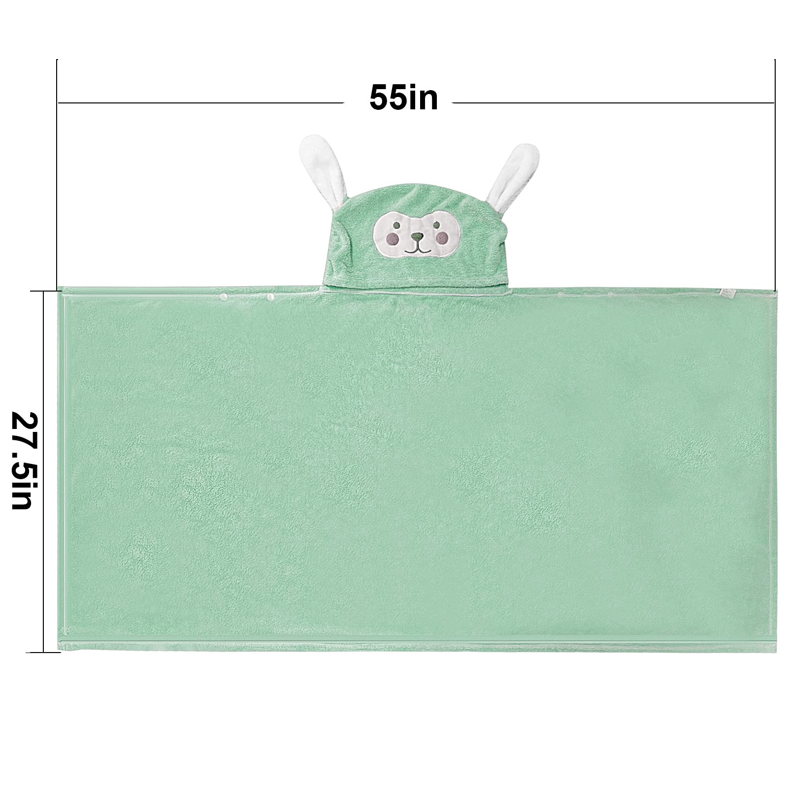 Toalla con capucha ultra suave para niños, toalla de baño altamente absorbente, manta para niños y niñas, regalo de ducha extra grande de 28 pulgadas x 55 pulgadas (verde)