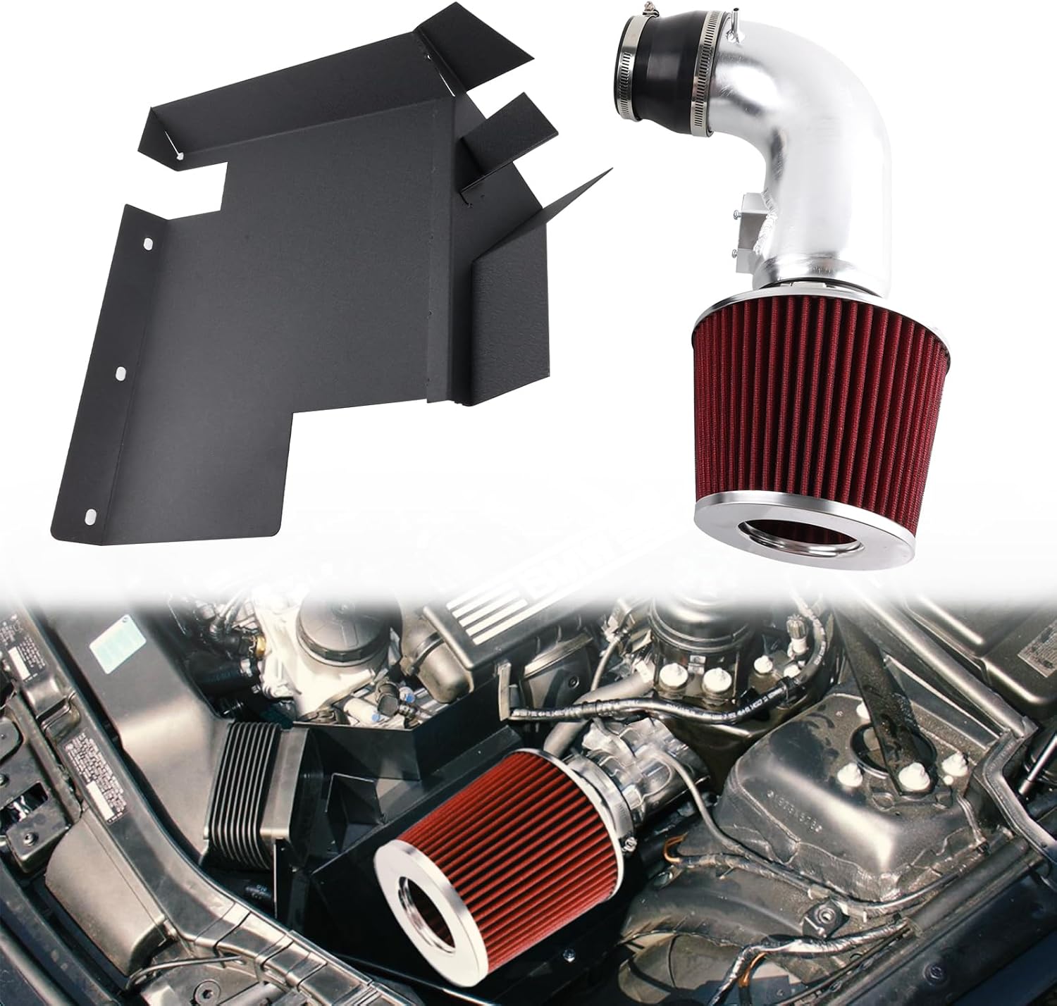 Cold Air Intake kit with Heat Shield Compatible with 2006 BMW 330i & 2007-2011 BMW 128i 328i 3.0L 6cyl