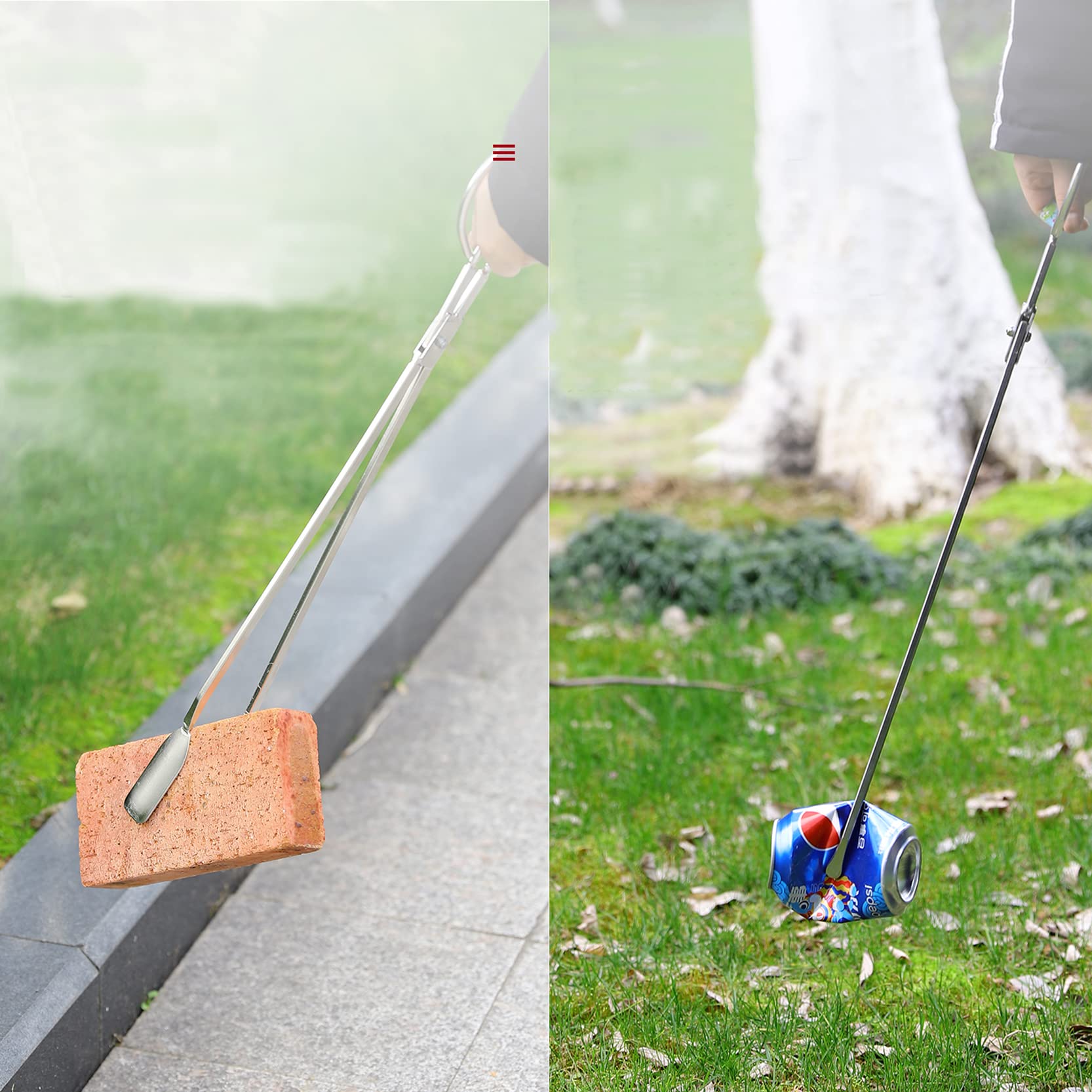 Pinza a forbice extra lunga da 62 cm, clip per immondizia in acciaio inossidabile con manico lungo, raccoglitore di rifiuti di grandi dimensioni, morsetto per legna da ardere per addensare
