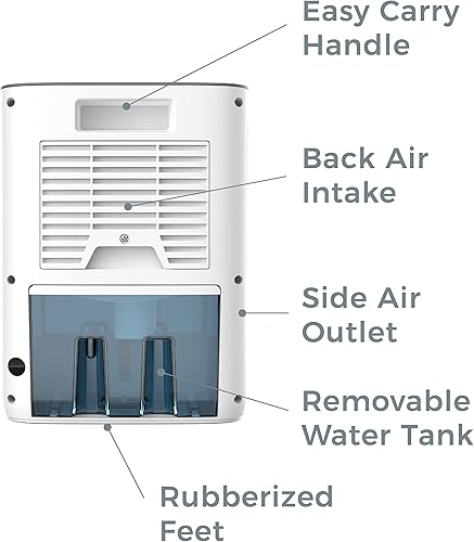 Miniatura 6 de Pure Enrichment PureDry - Deshumidificador Deluxe  El tanque de agua de tamaño mediano de 15 litros elimina 169fl ozdía en exceso de humedad de