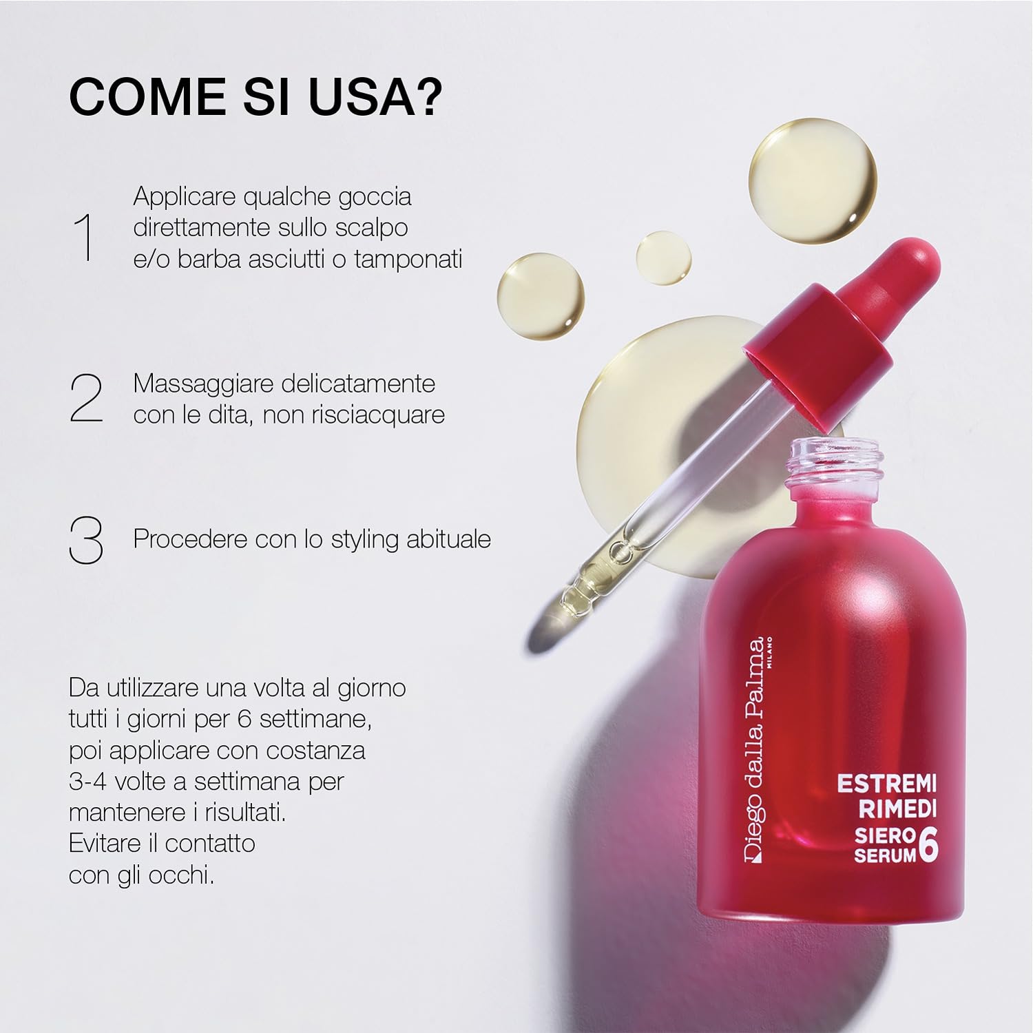 Diego dalla Palma ESTREMIRIMEDI Siero 6, Trattamento Fortificante Scalpo e Capelli, Stimolante del Microcircolo, Rinforzante della Fibra Capillare, 50ml