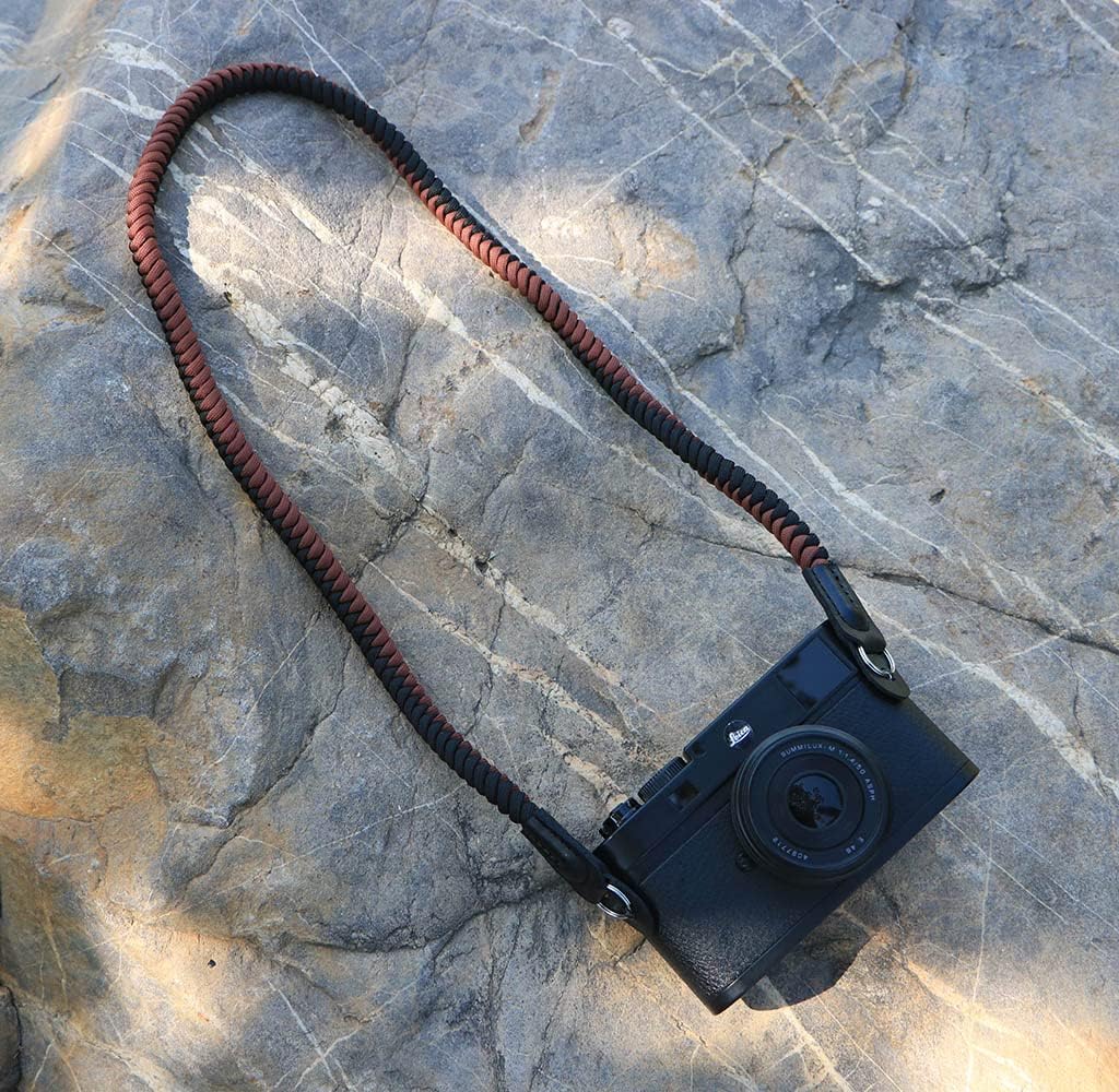 Paracord Woven Camera Neck Shoulder Strap Belt Hand Compatible with Canon Nikon Sony Olympus Pentax Fujifilm Panasonic SLR DSLR Digital Mirrorless Cameras 36inch Black Brown