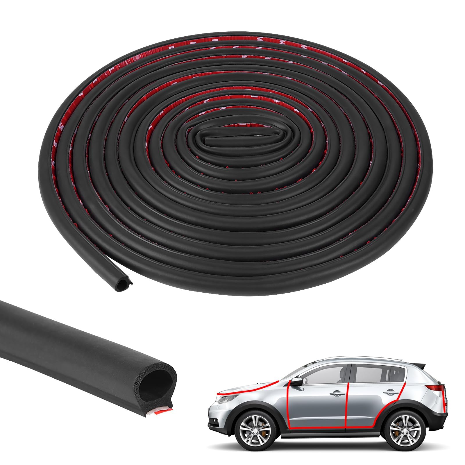 URAQT D-Form Dichtungsstreifen, 6 m Auto Windschutzscheibe Gummi Dichtung Streifen für Auto LKW Tür Fenster Dekor Geschlitzt