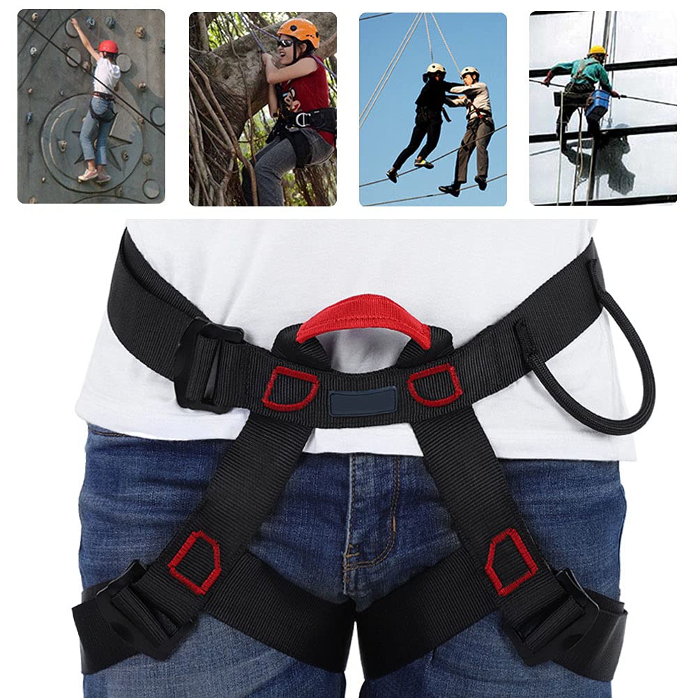 SwaYve Cinturón de Seguridad para Trabajos Aéreos Cinturón de Seguridad de Medio Cuerpo, Arnés de Escalada Cinturón de Seguridad para Exteriores para Trabajos de Escalada en Techos/Black