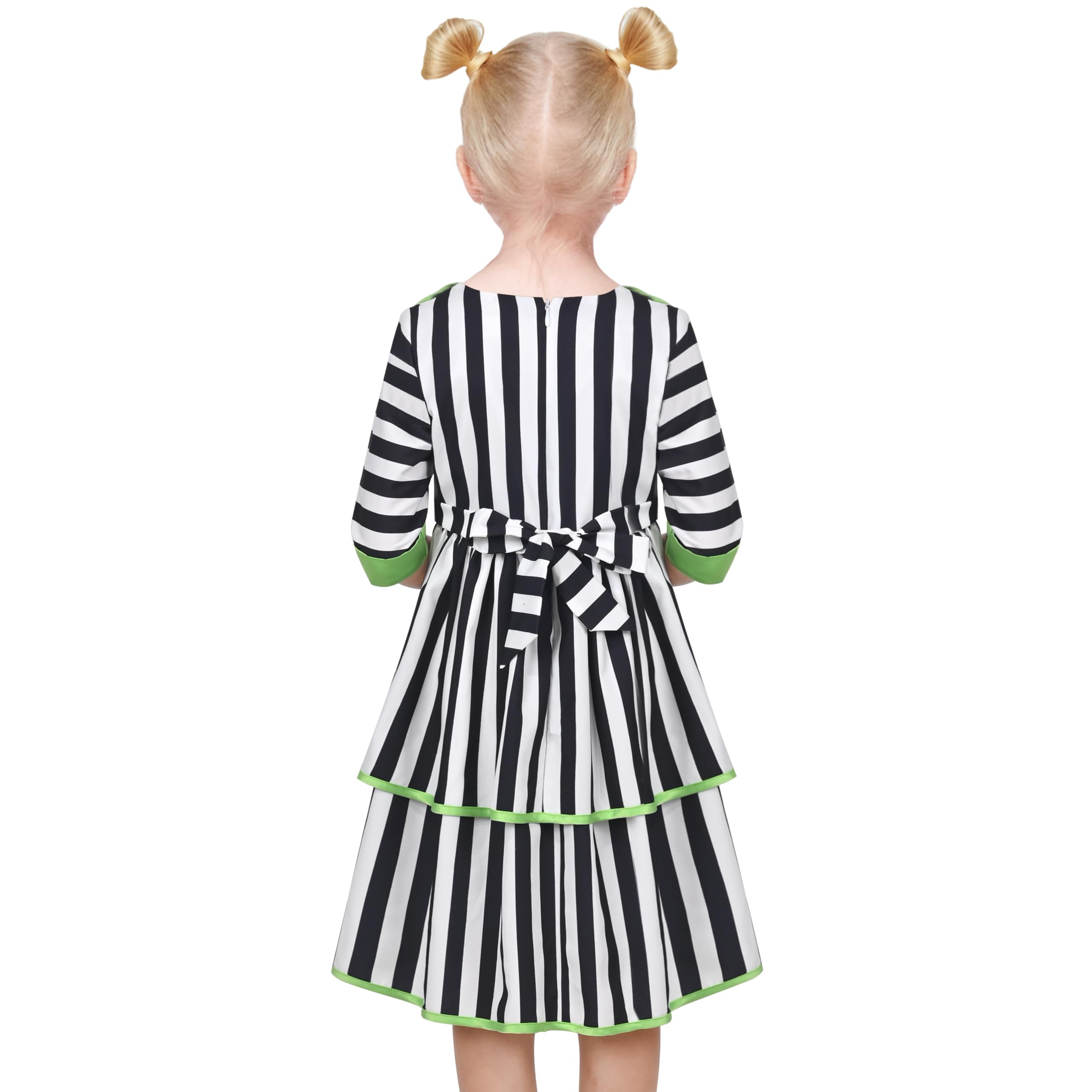 Sunny Fashion Girls Dress Black White Striped Gothic 1950s Retro Tiered Halloween Age 12 Years, Black Striped - Image 4