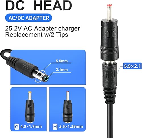 Miniatura 4 de Cargador de pistola de masaje de 24 V-25.2 V para Taotronics, Hypervolt, Opove, Toloco, Legiral, Bobbito, pistolas de masaje de percusión de tejido