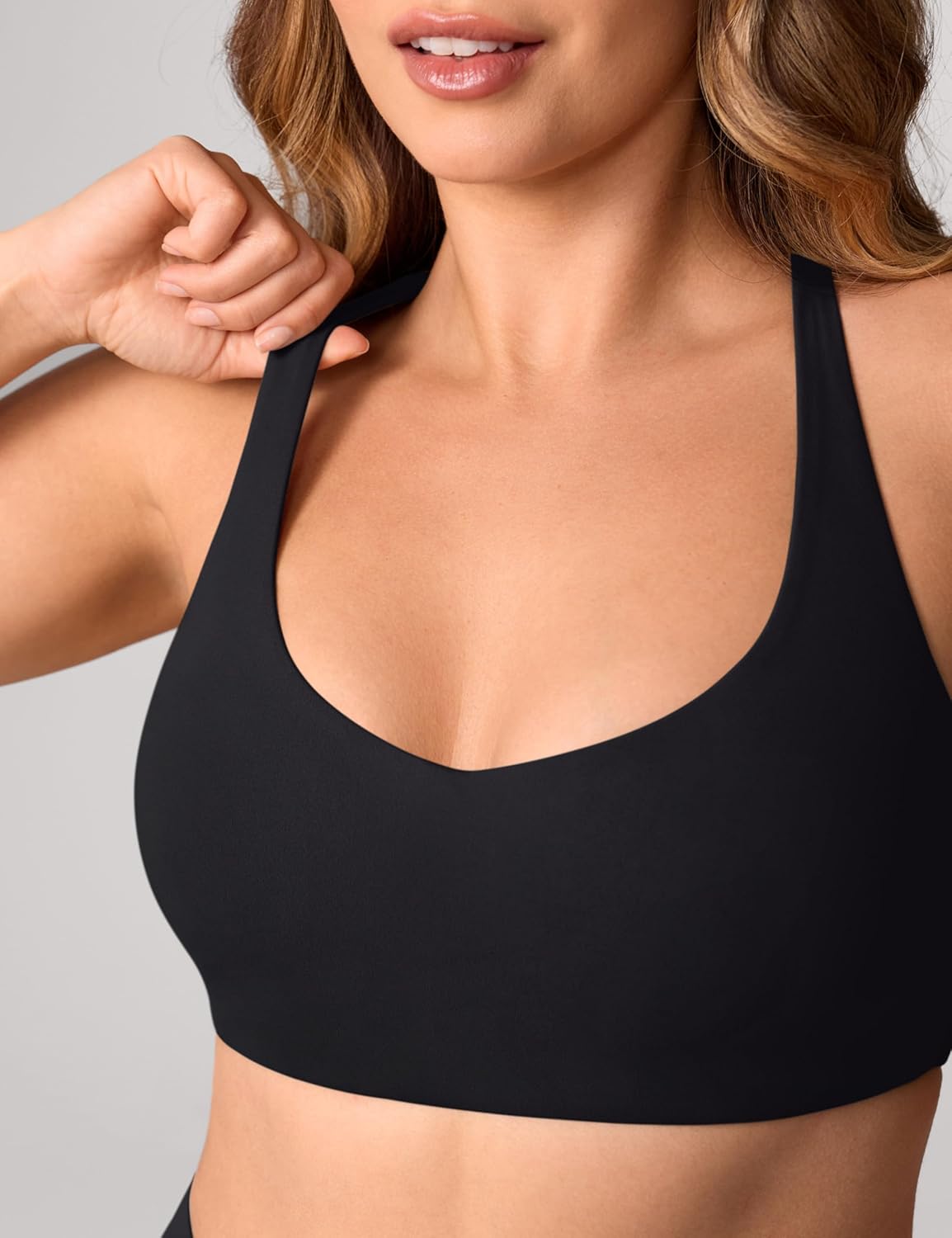 Hugcurve Adjustable Cross Back Sports Bra for Women V Neck Twist Back Padded Yoga Workout Top - Image 3