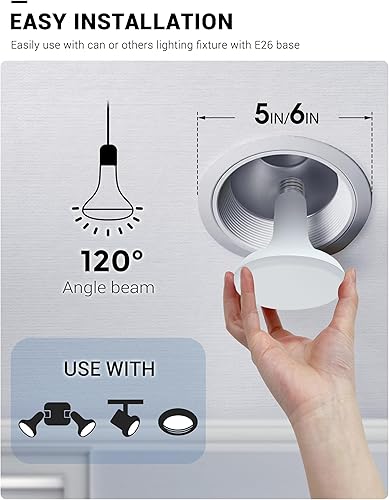 Miniatura 3 de JandCase Bombillas de Navidad, bombilla roja BR30 de inundación, 11 W (equivalente a 100 W), bombillas LED empotrables, 900 lm, no regulable, base