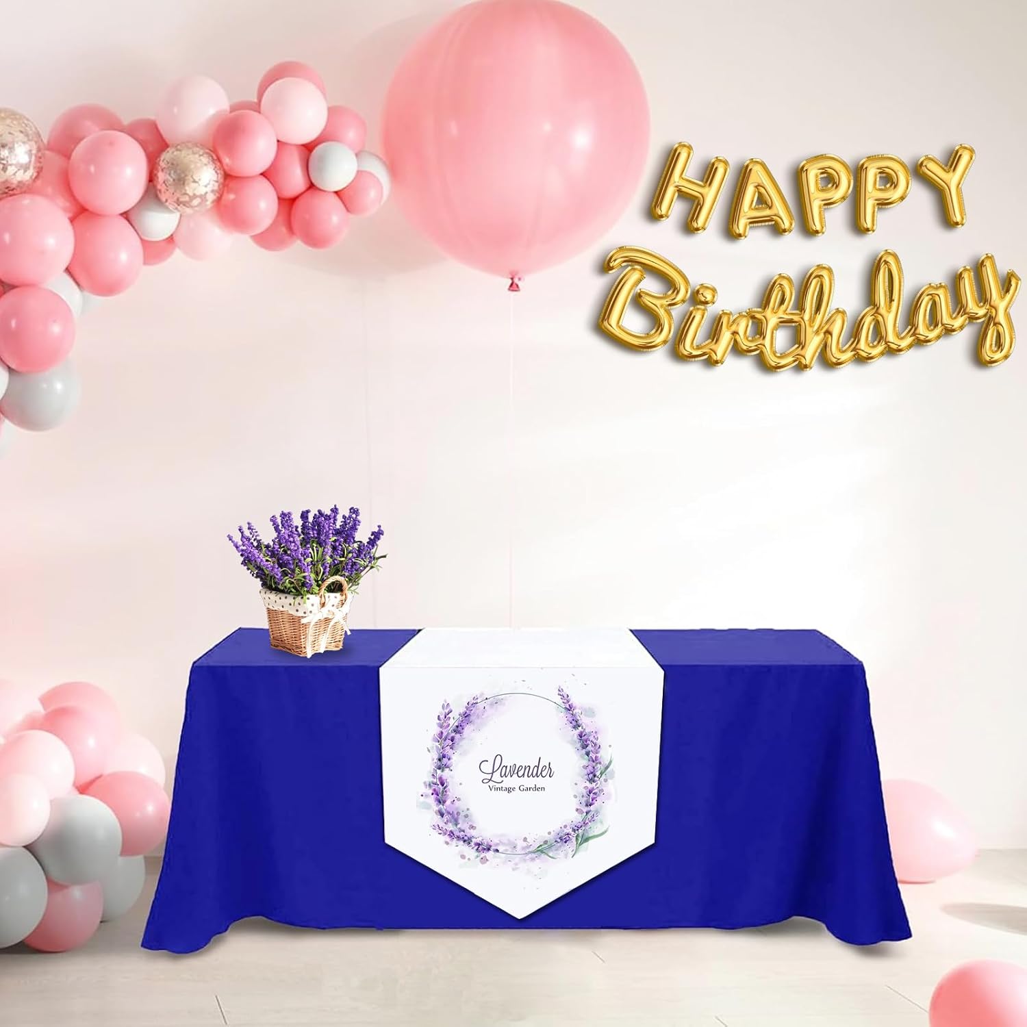 Custom Table Runner with Business Logo/Text - Personalized Tablecloth for Wedding, Birthday, Party, Anniversary, Tradeshow & Vendor Events (Tablecloth-27x72in)