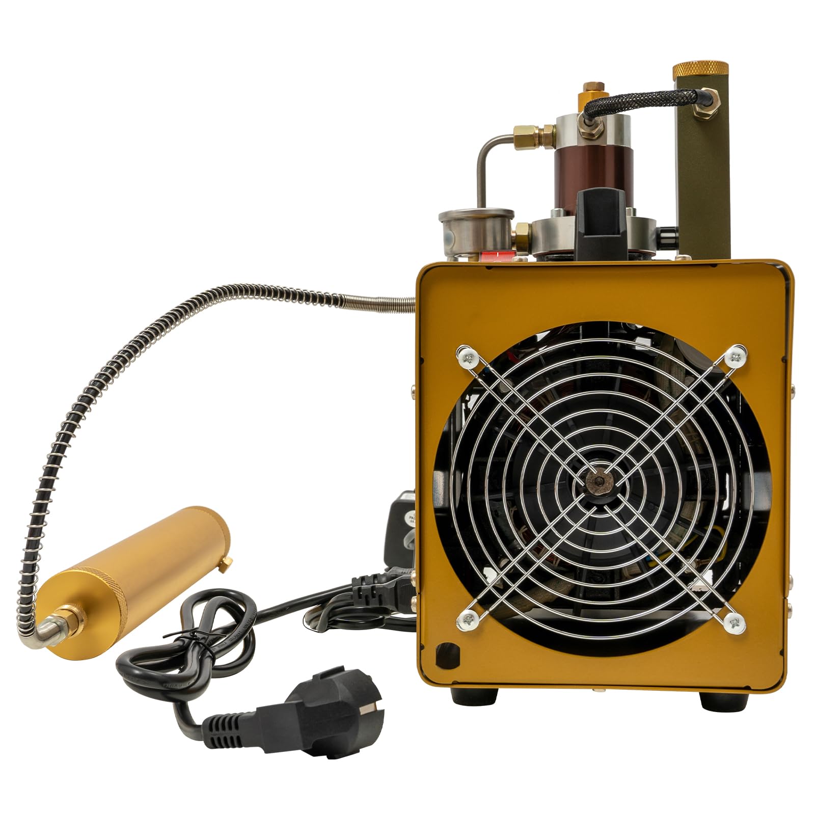 PCP Kompressor 300 Bar, 1.8KW Hochdruckluftpumpe mit 100L/min Füllleistung, Elektrische Luftpumpe mit LCD-Temperaturanzeige & Sicherheitsventil für PCP-Gewehre, Paintball & Tauchflaschen bis 2L, Gelb