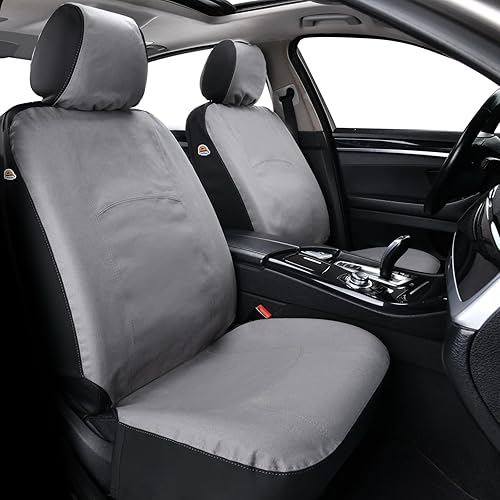 Coverado Fundas de asiento de automóvil delanteras, fundas de asiento universales de lona para automóviles, paquete de 2 cojines de asiento de
