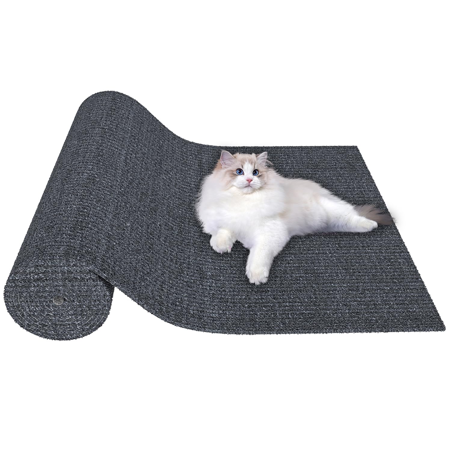 Cat Scratching Mat, 78.7"x15.8" Trimmable Self-Aadhesive Cat Scratch Carpet, Pad Replacement for Couch Furniture Protector, Cat Tree Shelves, Scratching Posts (Dark Grey)