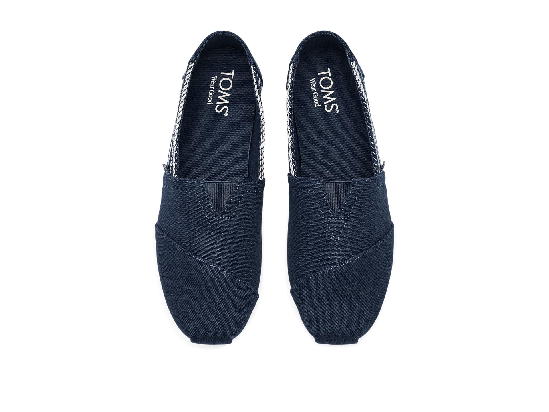 Toms Alpargata Mocassins Plats Classiques pour Homme Bleu Marine à Rayures Nautiques 44