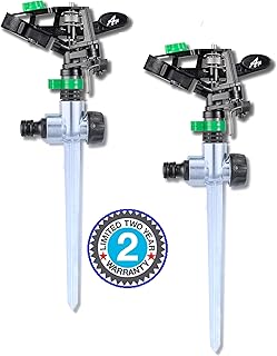 Pulsating Impact Yard Sprinkler, 7.5 to 538 squre meter Adjustable Coverage, Pack of (2), Perfect for Lawn,Garden and Yard by AptPulsating Impact Sprinkler, 7.5-538 square meter Adjustable Coverage, Pack of (2), Perfect for Lawn,Garden and Yard by Apt