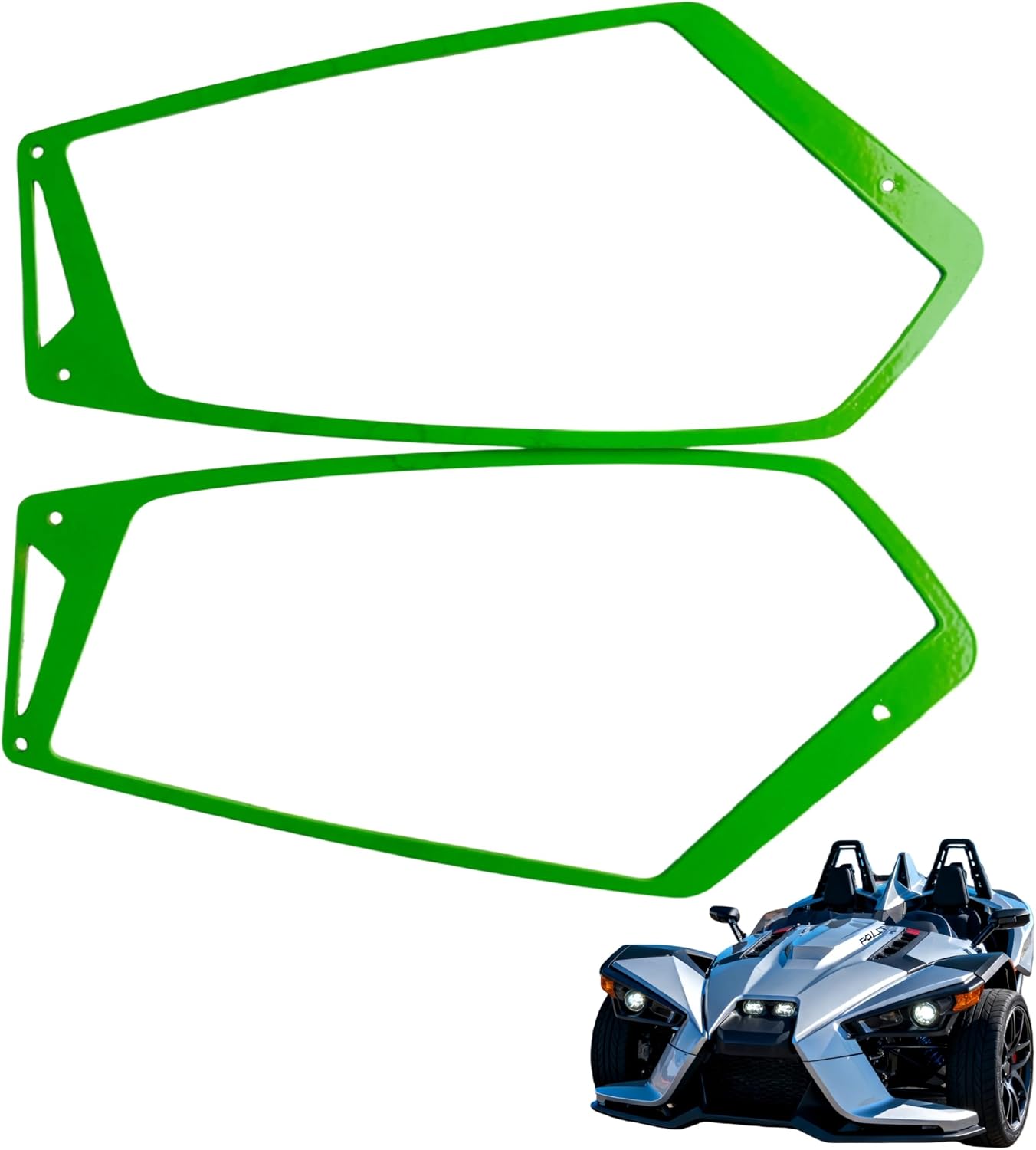 Green Aluminum Side Mirror Bezel Trim Kit Fit for Polaris Slingshot 2015-2026, CNC Machined Side Mirror Frame Accents, Exterior Decor Accessories for Slingshot S SL SLR R LE Grand Touring