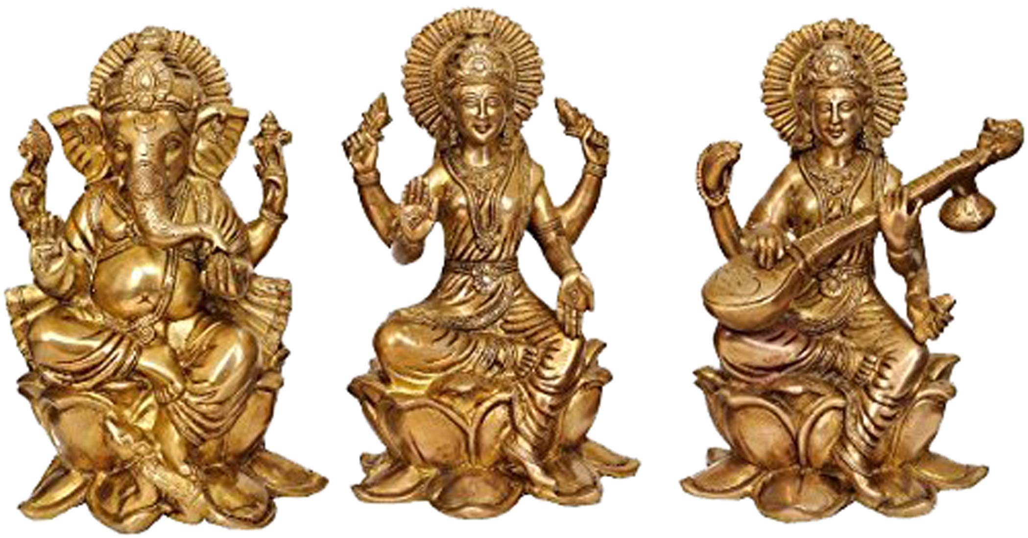 Buy Makan Aone India Large Lakshmi Ganesh Saraswati Idol Brass