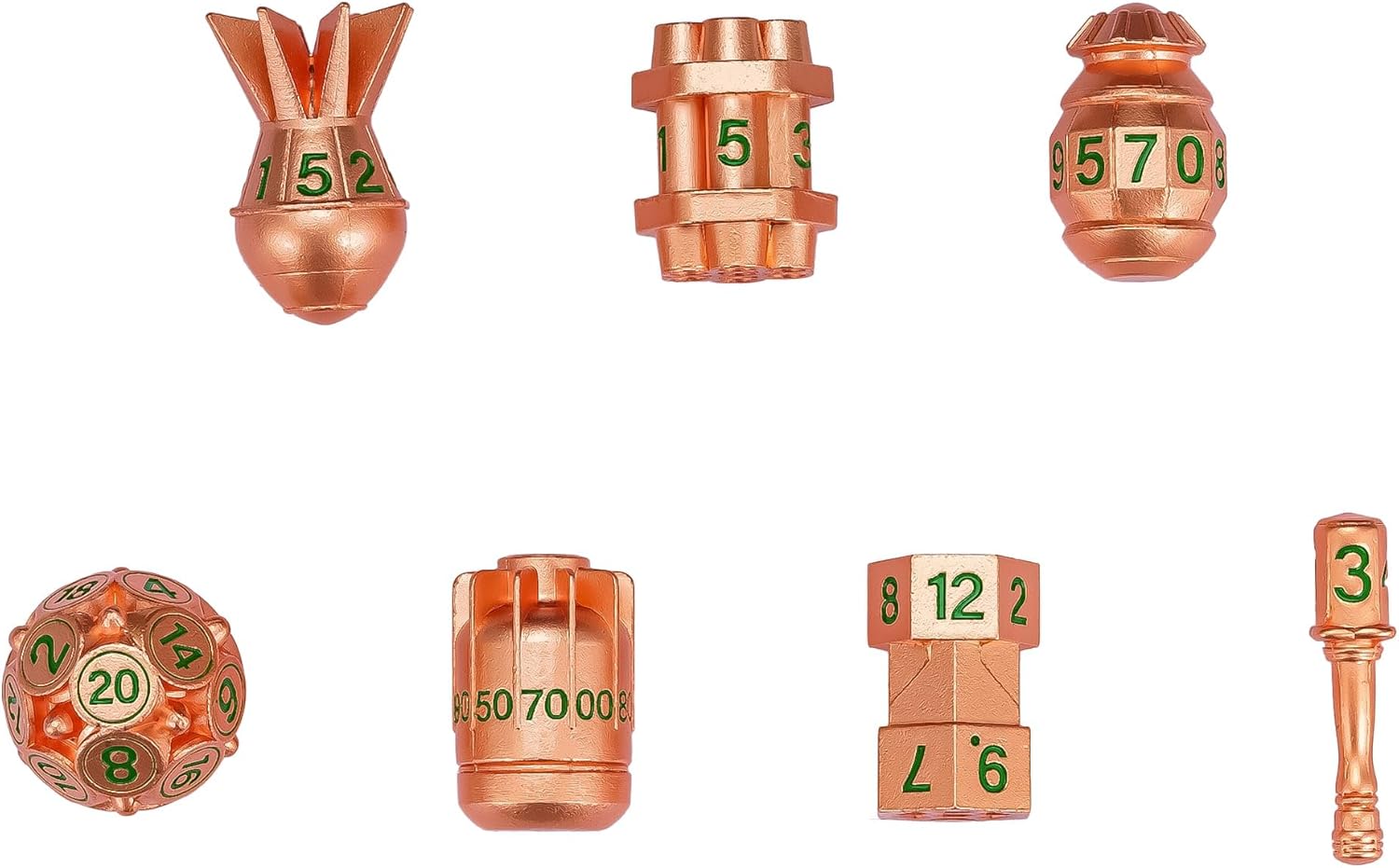 UDIXI Metal DND Dice Set Polyhedral 7-Die Bomb Metal D&D Dice Set Unique Cool with Leather Pouch for Role Playing Games and Other Tabletop Game(Copper)