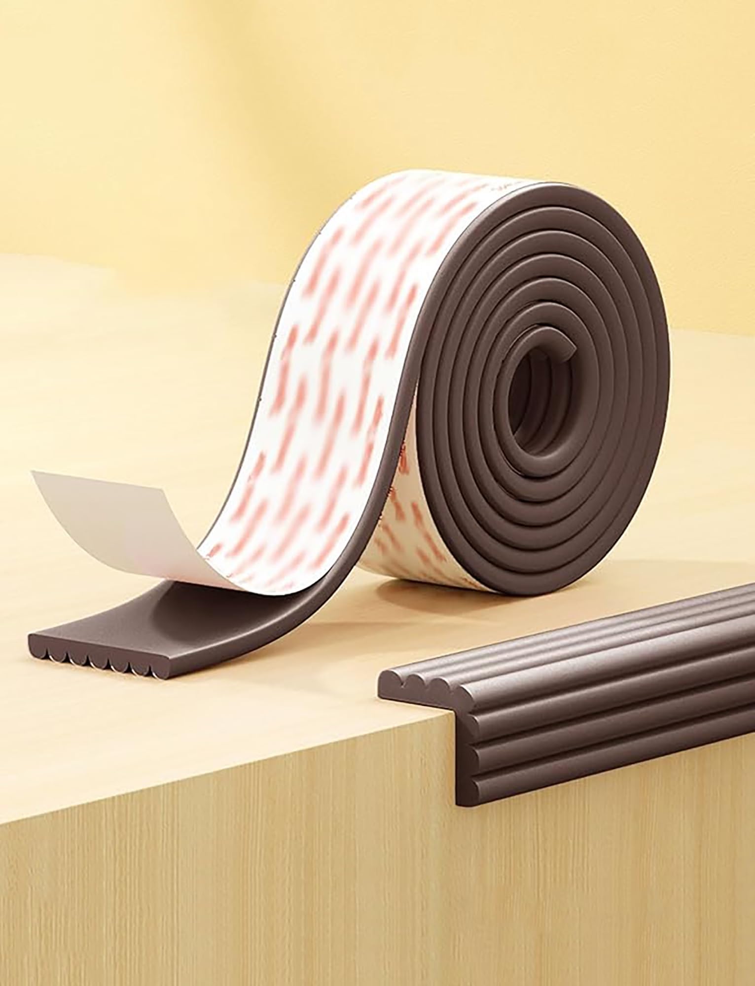 Extra Wide 8cm Foam Furniture Edging Tape, Edge Protector Stick Flatbed for Cabinet, Bedroom, Bedside Edge Guards Bumper Cushion and Bunk Bed Steps(Brown,Length 2 meter)
